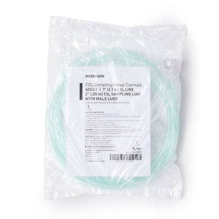 ETCO2 Nasal Sampling Cannula with O2 Delivery With Oxygen Delivery McKesson Adult Curved Prong / NonFlared Tip