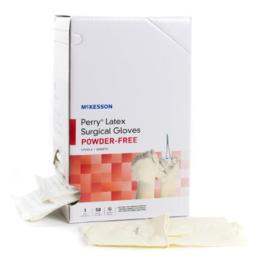 Surgical Glove McKesson Perry® Performance Plus Size 7 Sterile Latex Standard Cuff Length Smooth Cream Not Chemo Approved