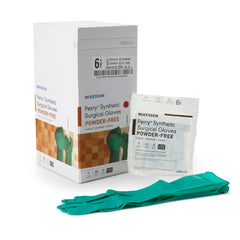 Surgical Glove McKesson Perry® Performance Plus Size 6.5 Sterile Polychloroprene Standard Cuff Length Smooth Dark Green Chemo Tested