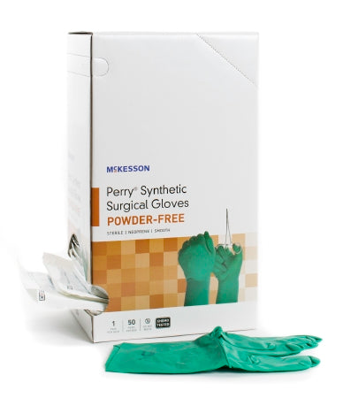 Surgical Glove McKesson Perry® Performance Plus Size 9 Sterile Polychloroprene Standard Cuff Length Smooth Dark Green Chemo Tested