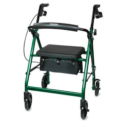 4 Wheel Rollator McKesson Green Adjustable Height / Folding Aluminum Frame