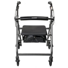 4 Wheel Rollator McKesson Silver Adjustable Height / Folding Aluminum Frame