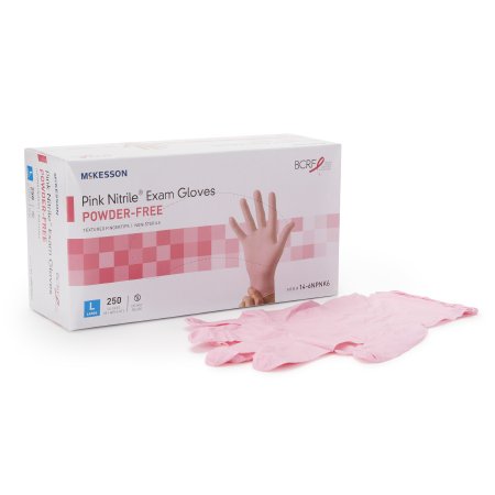 Exam Glove McKesson Pink Nitrile® Large NonSterile Nitrile Standard Cuff Length Textured Fingertips Pink Not Rated