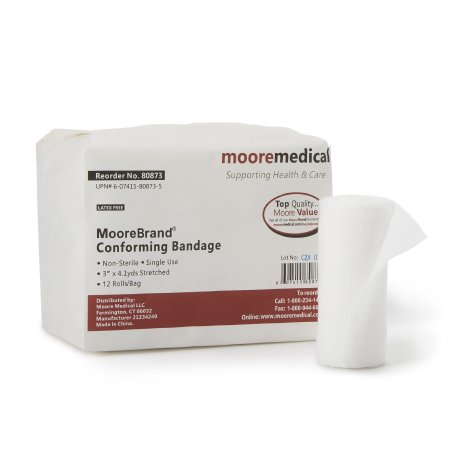 Conforming Bandage McKesson Cotton / Polyester 3 Inch X 4-1/10 Yard Roll Shape NonSterile