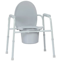 Commode Chair McKesson Fixed Arms Steel Frame Back Bar 13-3/4 Inch Seat Width