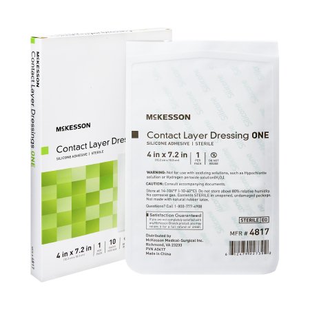 Wound Contact Layer Dressing McKesson 4 X 7.2 Inch Silicone Rectangle Sterile