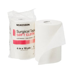 Medical Tape McKesson Perforated Soft Cloth 4 Inch X 10 Yard White NonSterile