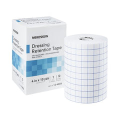 Dressing Retention Tape with Liner McKesson Water Resistant Nonwoven / Printed Release Paper 4 Inch X 10 Yard White NonSterile