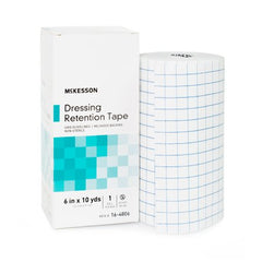 Dressing Retention Tape with Liner McKesson Water Resistant Nonwoven / Printed Release Paper 6 Inch X 10 Yard White NonSterile