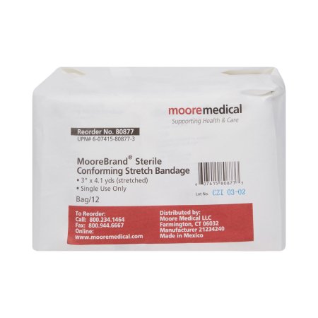 Conforming Bandage McKesson Cotton / Polyester 3 Inch X 4-1/10 Yard Roll Shape Sterile