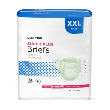 Unisex Adult Incontinence Brief McKesson Super Plus 2X-Large Disposable Moderate Absorbency