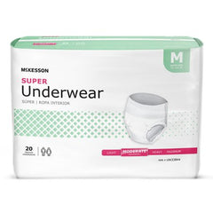 Unisex Adult Absorbent Underwear McKesson Pull On with Tear Away Seams Medium Disposable Moderate Absorbency
