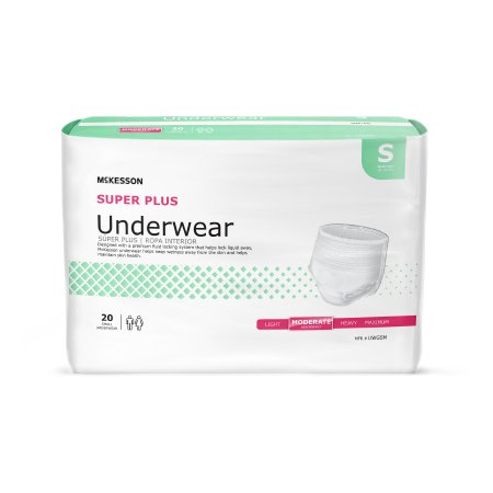 Unisex Adult Absorbent Underwear McKesson Super Plus Pull On with Tear Away Seams Small Disposable Moderate Absorbency