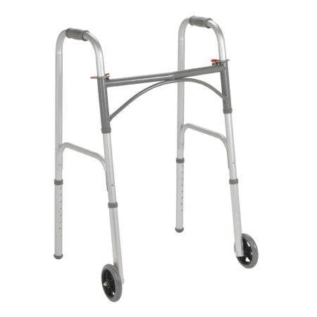 Folding Walker Adjustable Height McKesson Steel Frame 350 lbs. Weight Capacity 32 to 39 Inch Height