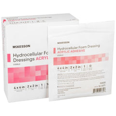 Foam Dressing McKesson 4 X 4 Inch Square Acrylic Adhesive with Border Sterile
