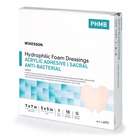Antibacterial Foam Dressing McKesson 7 X 7 Inch Sacral Adhesive with Border Sterile