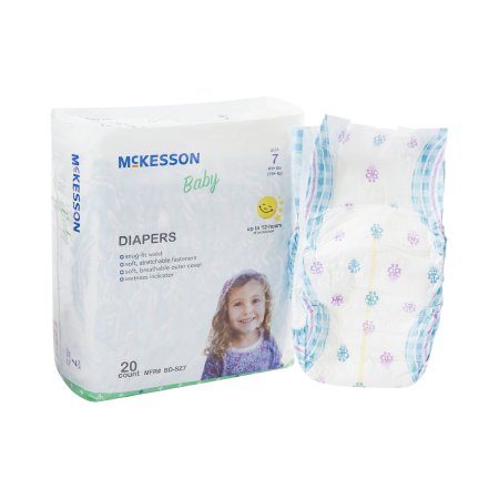 Unisex Baby Diaper McKesson Size 7 Disposable Moderate Absorbency