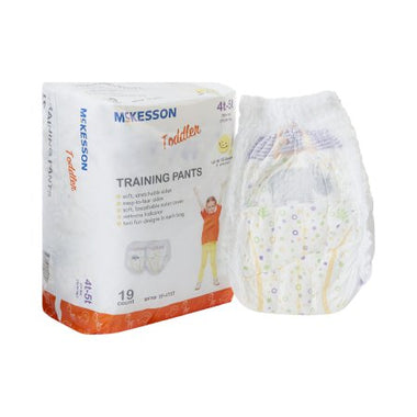 Unisex Toddler Training Pants McKesson Pull On with Tear Away Seams Size 4T to 5T Disposable Heavy Absorbency
