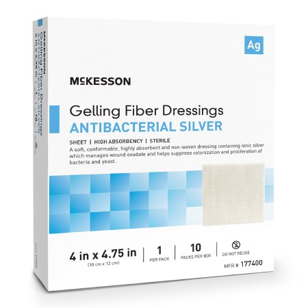 Silver Gelling Fiber Dressing McKesson 4 X 4-3/4 Inch Rectangle Sterile