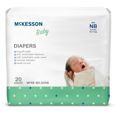 Unisex Baby Diaper McKesson Newborn Disposable Moderate Absorbency