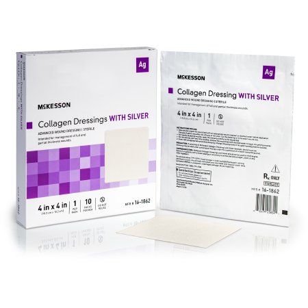 Silver Collagen Dressing McKesson 4 X 4 Inch Square Sterile