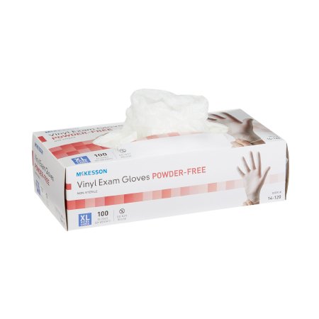 Exam Glove McKesson X-Large NonSterile Vinyl Standard Cuff Length Smooth Clear Not Rated
