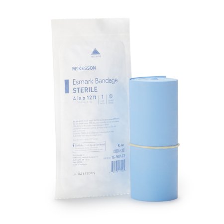 Esmark Compression Bandage McKesson 4 Inch X 4 Yard High Compression No Closure Blue Sterile