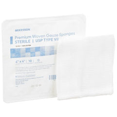 USP Type VII Gauze Sponge McKesson Cotton 12-Ply 4 X 4 Inch Square Sterile