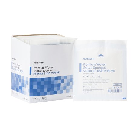 USP Type VII Gauze Sponge McKesson Cotton 8-Ply 4 X 4 Inch Square Sterile