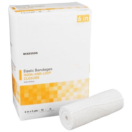 Elastic Bandage McKesson 6 Inch X 5 Yard Standard Compression Hook and Loop Closure Tan NonSterile
