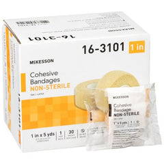Cohesive Bandage McKesson 1 Inch X 5 Yard Standard Compression Self-adherent Closure Tan NonSterile