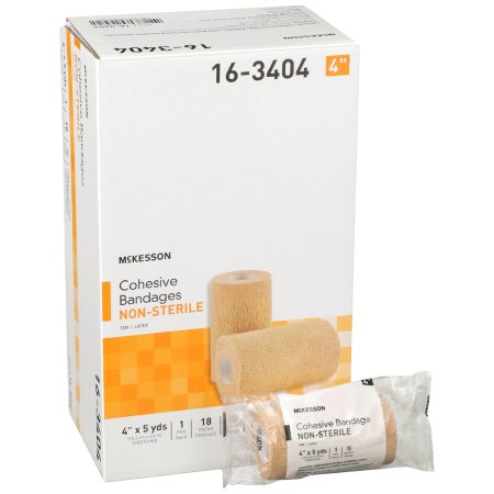 Cohesive Bandage McKesson 4 Inch X 5 Yard Standard Compression Self-adherent Closure Tan NonSterile