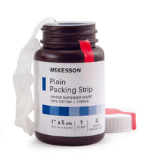Wound Packing Strip McKesson Plain Cotton Non-impregnated Large 1 Inch X 5 Yard 1 Count Sterile
