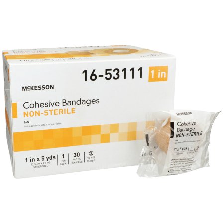 Cohesive Bandage McKesson 1 Inch X 5 Yard Standard Compression Self-adherent Closure Tan NonSterile