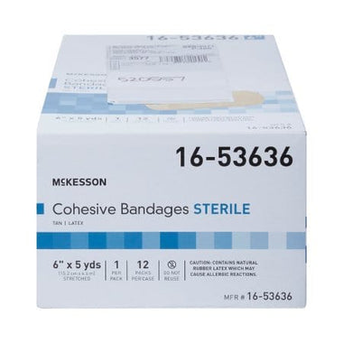 Cohesive Bandage McKesson 6 Inch X 5 Yard Standard Compression Self-adherent Closure Tan Sterile