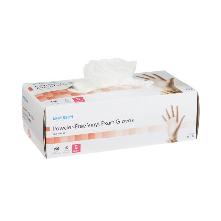 Exam Glove McKesson Small NonSterile Vinyl Standard Cuff Length Smooth Clear Not Rated