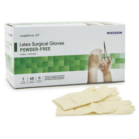 Surgical Glove McKesson Confiderm® LT Size 8 Sterile Latex Standard Cuff Length Bisque Ivory Not Chemo Approved