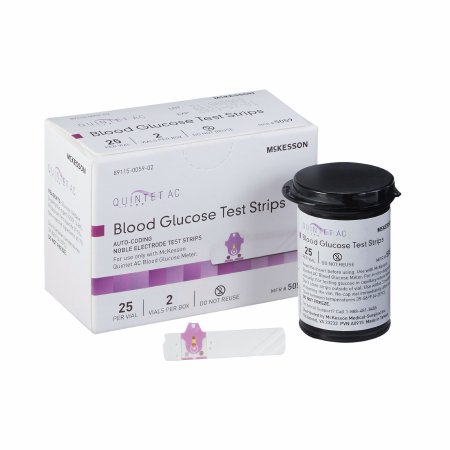 Blood Glucose Test Strips Quintet AC® 50 Strips per Box Minimal sample size of 1 ?L For Quintet AC® Blood Glucose Monitor