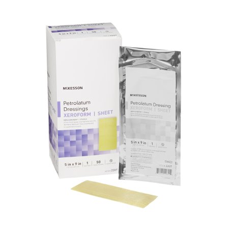Xeroform Petrolatum Impregnated Dressing McKesson 5 X 9 Inch Gauze Bismuth Tribromophenate (Xeroform) Sterile