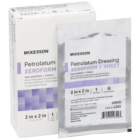 Xeroform Petrolatum Impregnated Dressing McKesson 2 X 2 Inch Gauze Bismuth Tribromophenate (Xeroform) Sterile