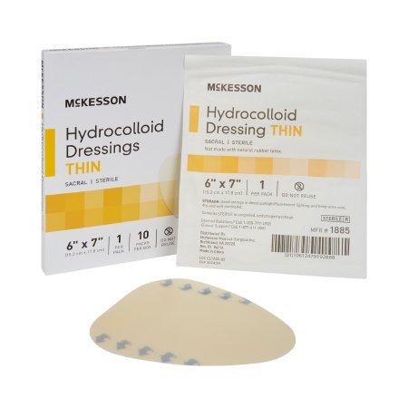 Hydrocolloid Dressing McKesson 6 X 7 Inch Sacral Sterile