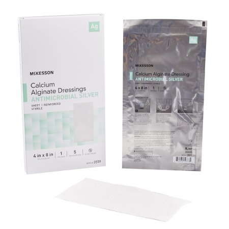Silver Alginate Dressing McKesson 4 X 8 Inch Rectangle Sterile
