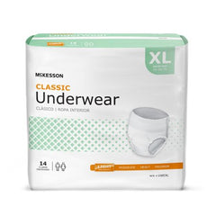 Unisex Adult Absorbent Underwear McKesson Classic Pull On with Tear Away Seams X-Large Disposable Light Absorbency