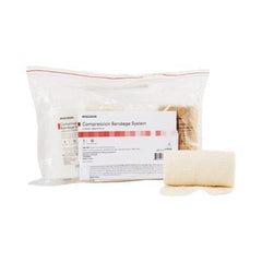 4 Layer Compression Bandage System McKesson Multiple Sizes Standard Compression Self-adherent Closure Tan / White NonSterile