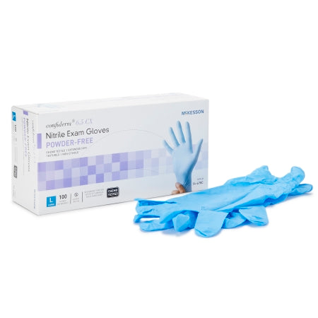 Exam Glove McKesson Confiderm® 6.5CX Large NonSterile Nitrile Extended Cuff Length Textured Fingertips Blue Chemo Tested