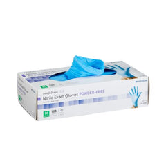 Exam Glove McKesson Confiderm® 3.8 Medium NonSterile Nitrile Standard Cuff Length Textured Fingertips Blue Not Rated