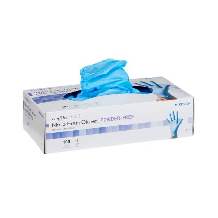 Exam Glove McKesson Confiderm® 3.8 Large NonSterile Nitrile Standard Cuff Length Textured Fingertips Blue Not Rated