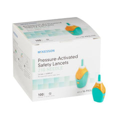 Lancet McKesson Safety Lancet Needle 2.0 mm Depth 21 Gauge Push Button Activation