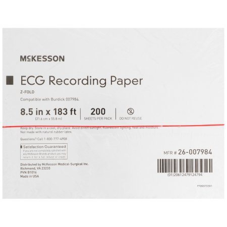 Diagnostic Recording Paper McKesson Thermal Paper 8-1/2 Inch X 183 Foot Z-Fold Red Grid