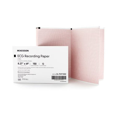Diagnostic Recording Paper McKesson Thermal Paper 8.27 Inch X 69 Foot Z-Fold Red Grid